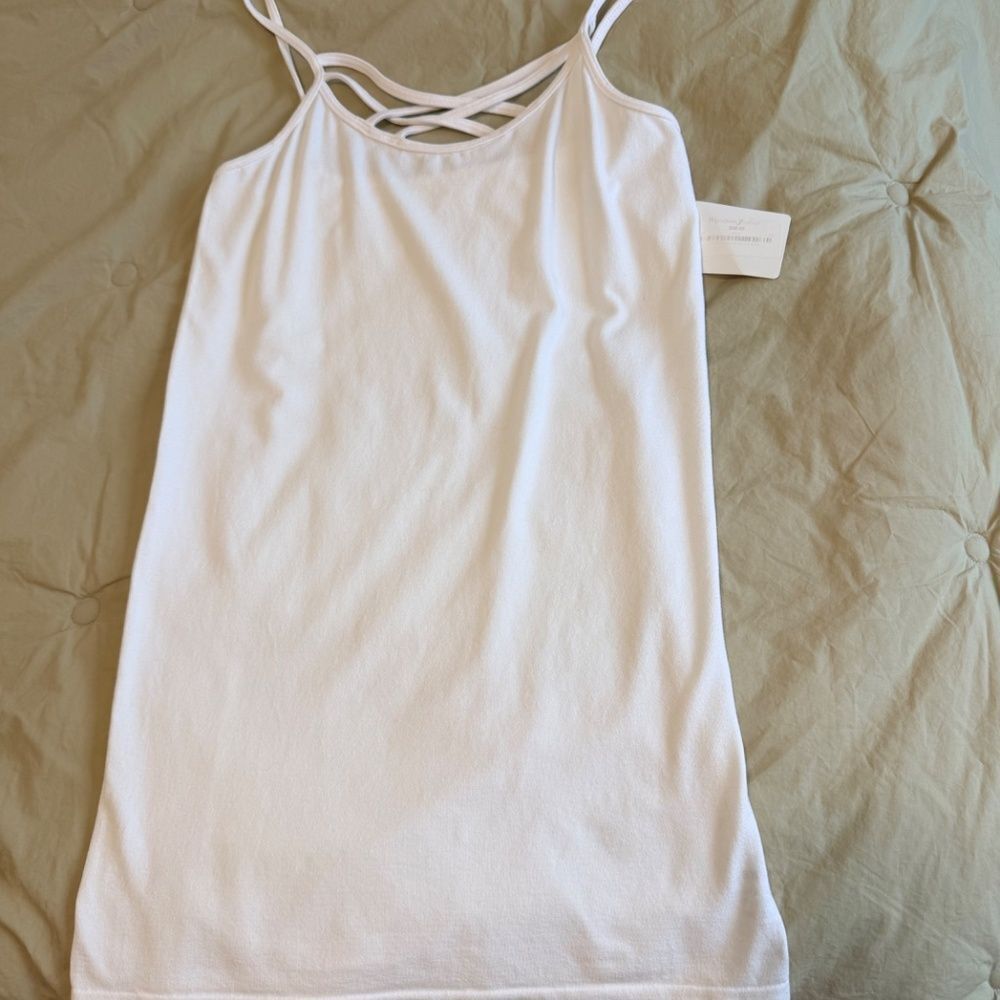 NWT M. RENA Cami. White, Stretchy, Strap neck line - Picture 2 of 5